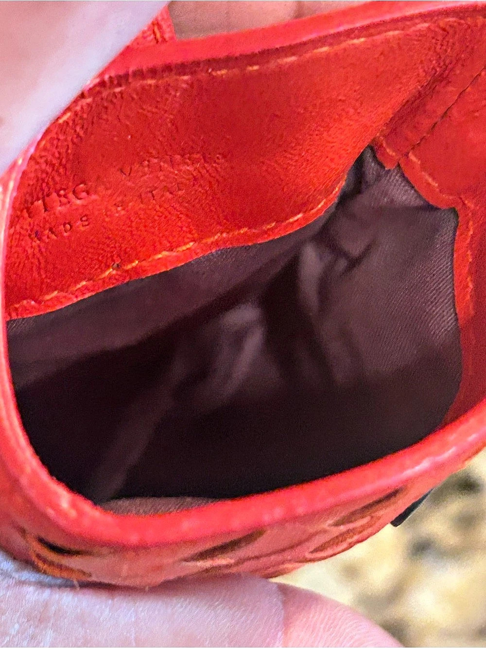 Bottega Veneta Intrecciato Leather Pouch Red Authentic Excellent Condition - Picture 4 of 4